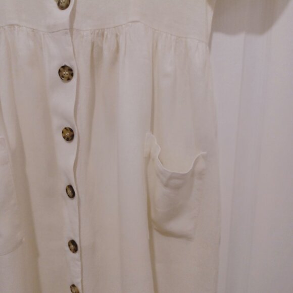Suzy Shier Button Front Shirt Dress - Ivory - Picture 3 of 8